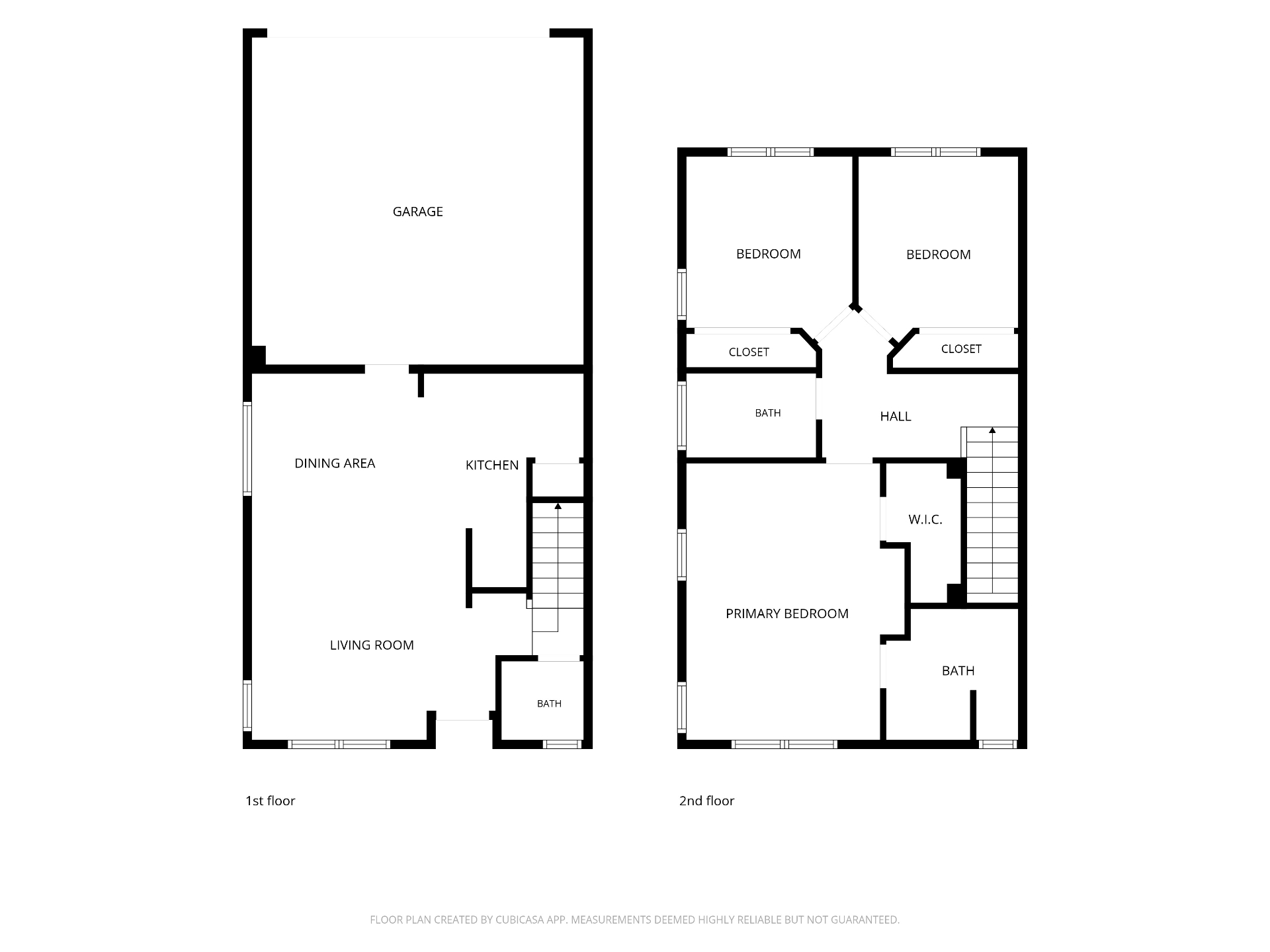 Floor plan showing first and second floor layouts