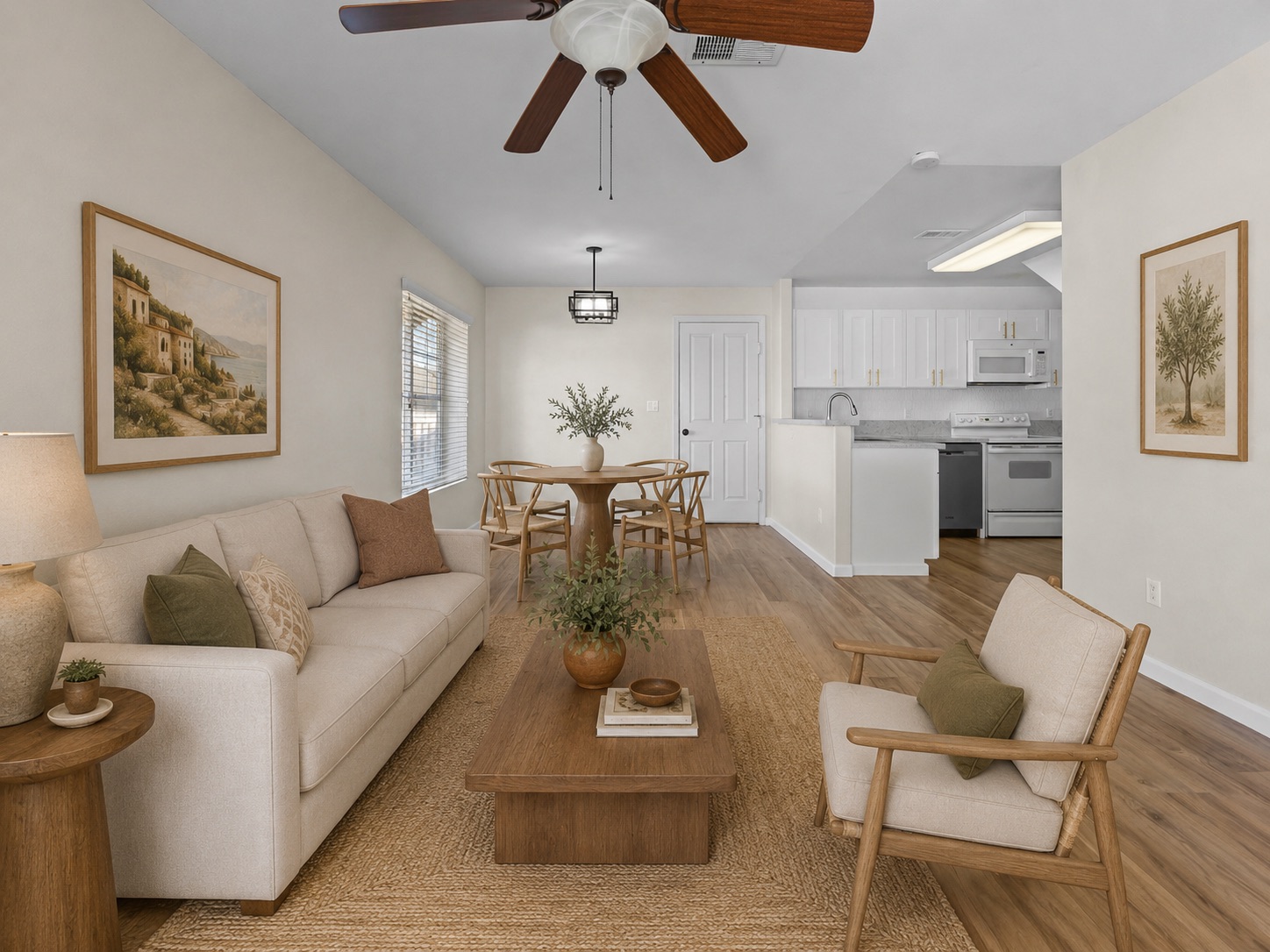 Open living and dining area looking toward the kitchen
